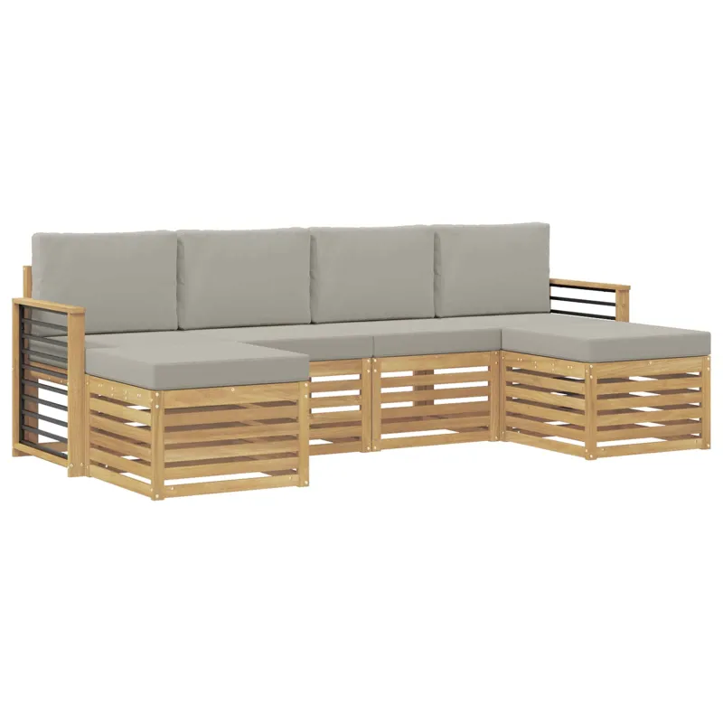 Sofų komplektai 6 pcs Balta ir šviesiai pilka