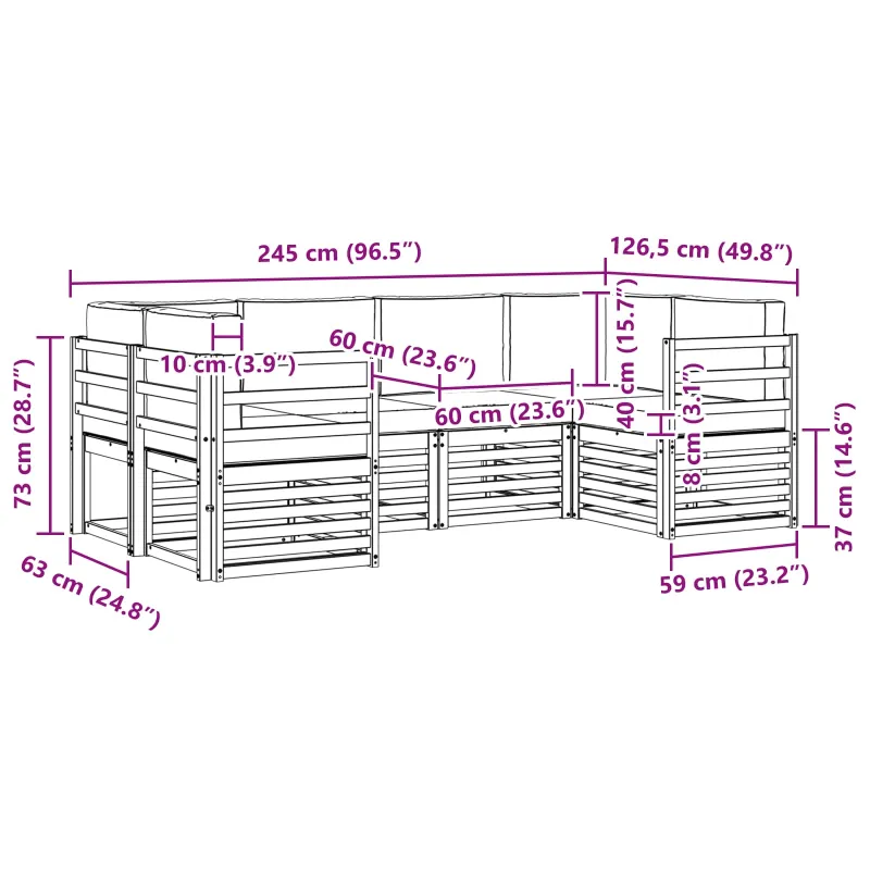 Sekcijos sofų komplektas 6 pcs Balta ir kreminė