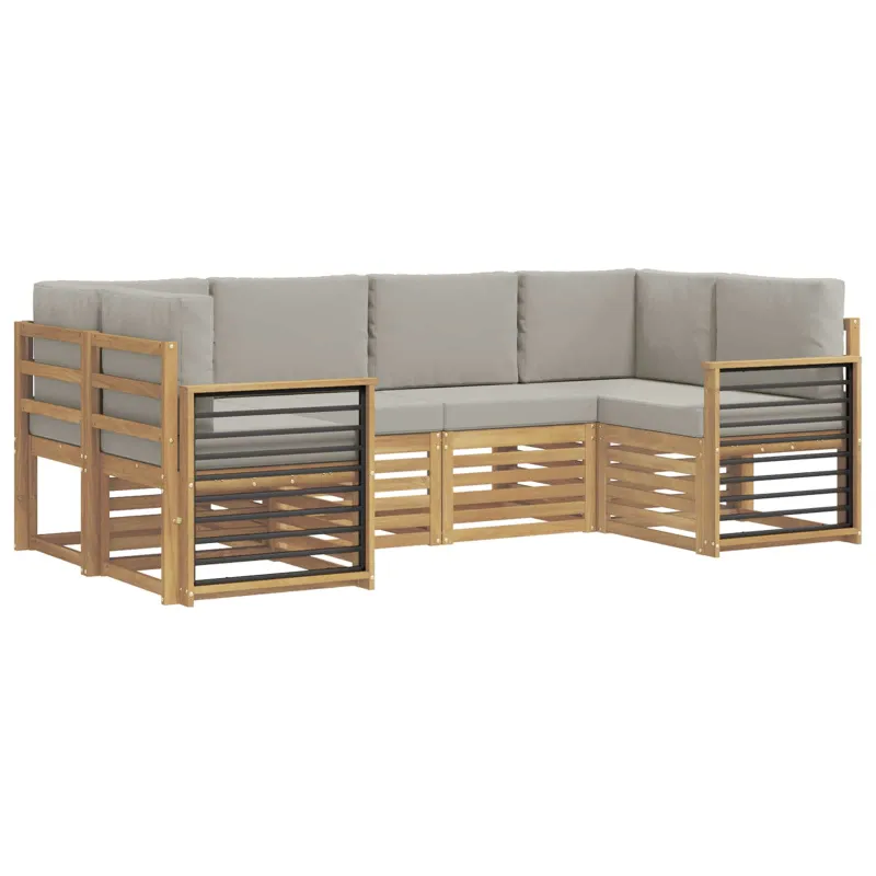 Sekcijos sofų komplektas 6 pcs Balta ir šviesiai pilka