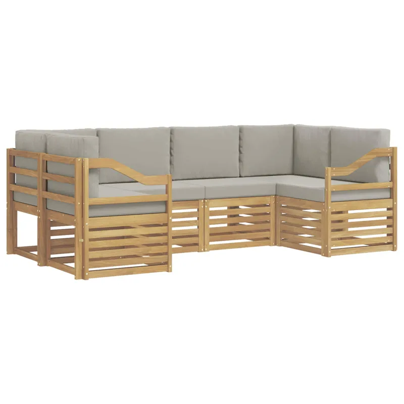 Sekcijos sofų komplektas 6 pcs Balta ir šviesiai pilka