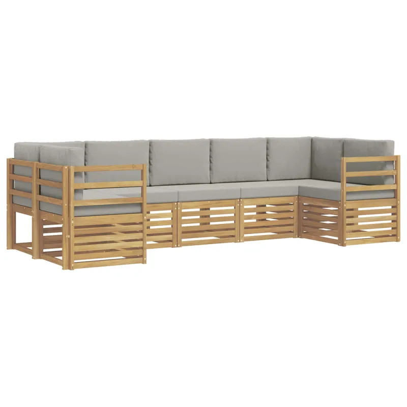 Sekcijos sofų komplektas 7 pcs Balta ir šviesiai pilka