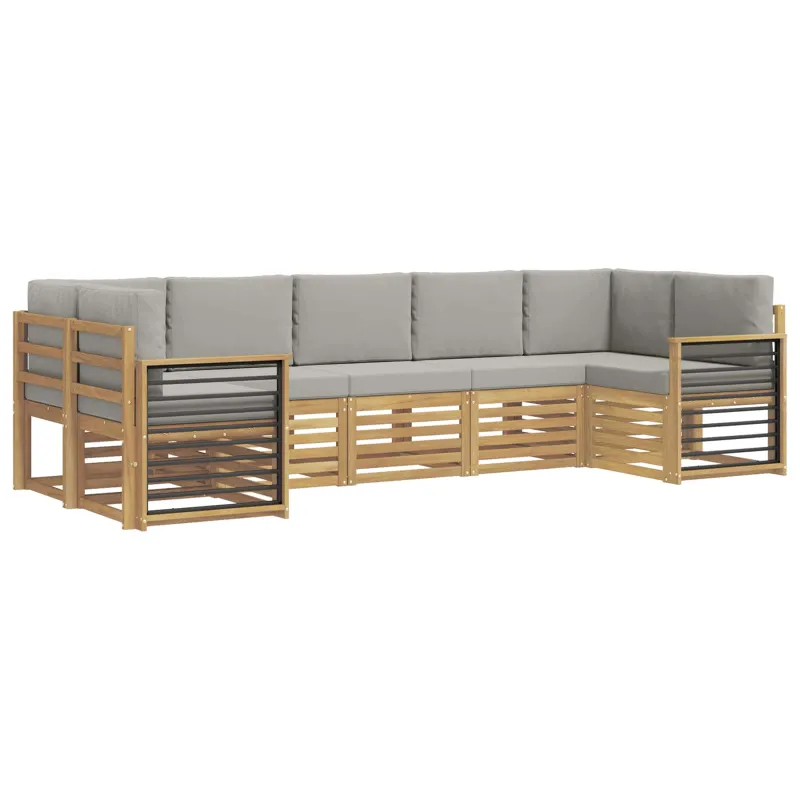 Sekcijos sofų komplektas 7 pcs Balta ir šviesiai pilka