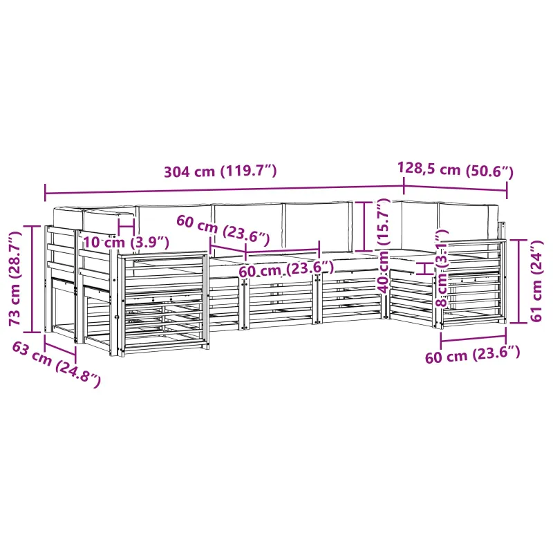 Sekcijos sofų komplektas 7 pcs Balta ir šviesiai pilka
