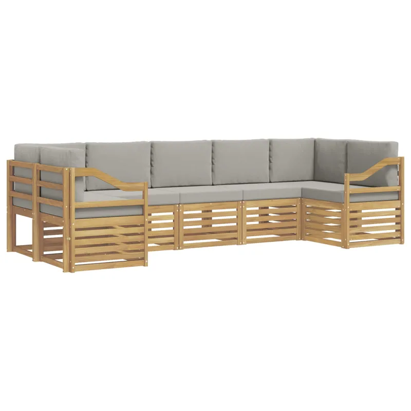 Sekcijos sofų komplektas 7 pcs Balta ir šviesiai pilka