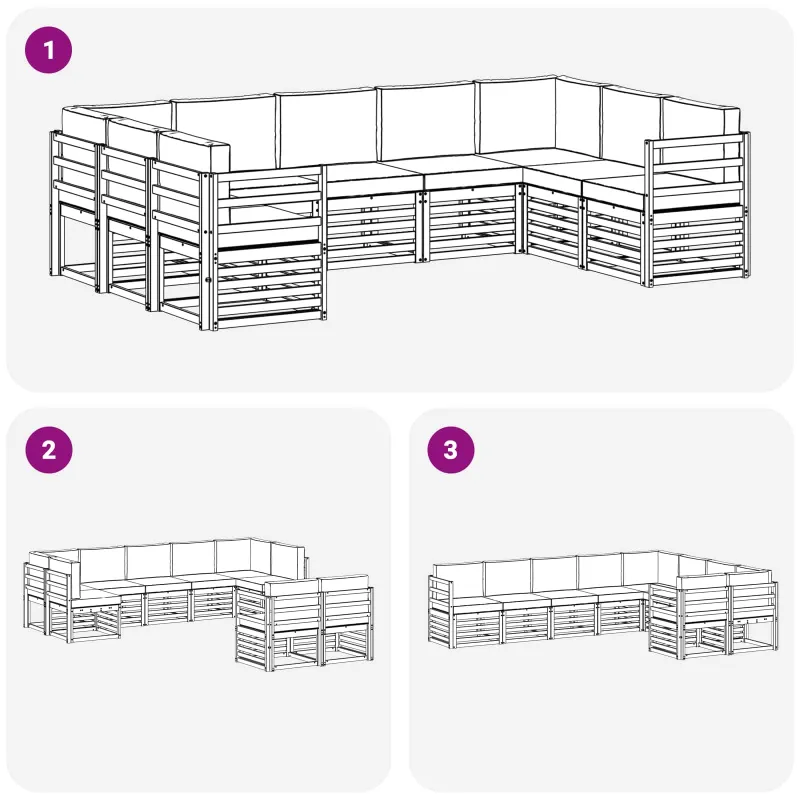 Sekcijos sofų komplektas 9 pcs Balta ir kreminė