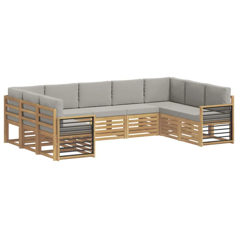 Sekcijos sofų komplektas 9 pcs Balta ir šviesiai pilka