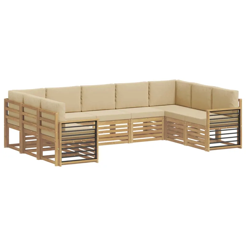 Lauko sofos komplektas 9 pcs Balta ir kreminė