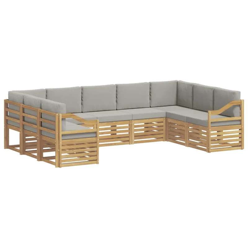 Sekcijos sofų komplektas 9 pcs Balta ir šviesiai pilka