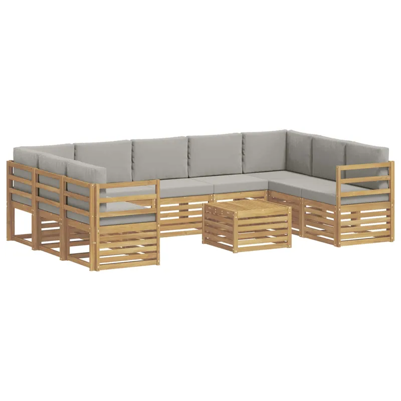 Sofų komplektai 10 pcs Balta ir šviesiai pilka 59 x 59 x 37 cm