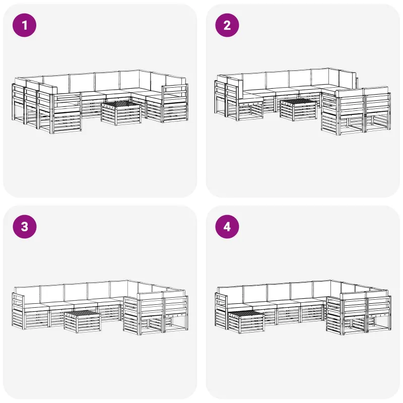 Lauko sofos komplektas 8 pcs Balta ir antracito 59 x 59 x 37 cm