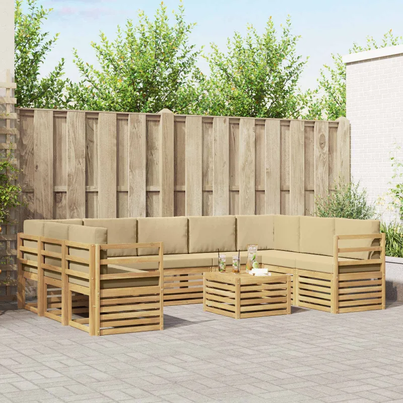 Sofų komplektai 10 pcs Balta ir kreminė 59 x 59 x 37 cm