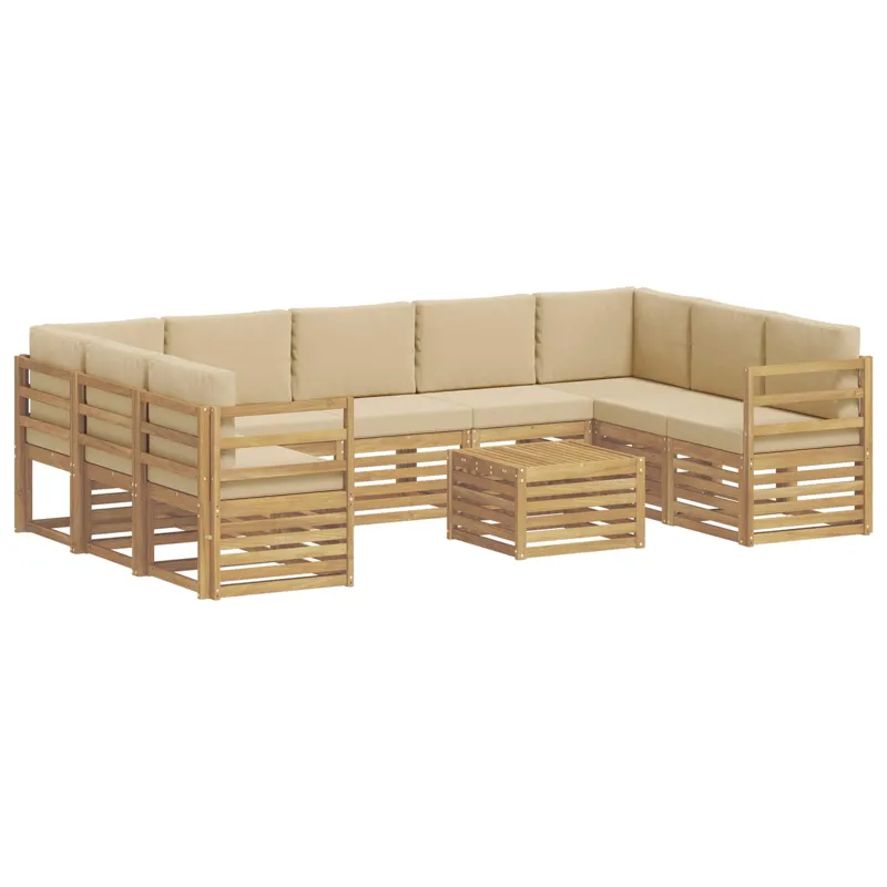 Sofų komplektai 10 pcs Balta ir kreminė 59 x 59 x 37 cm