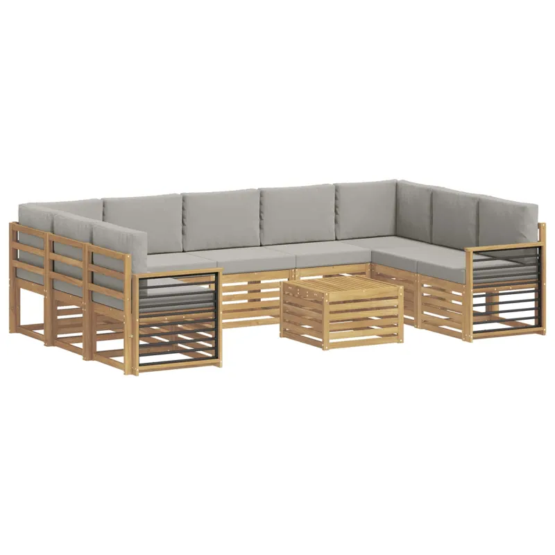 Sofų komplektai 10 pcs Balta ir šviesiai pilka 59 x 59 x 37 cm