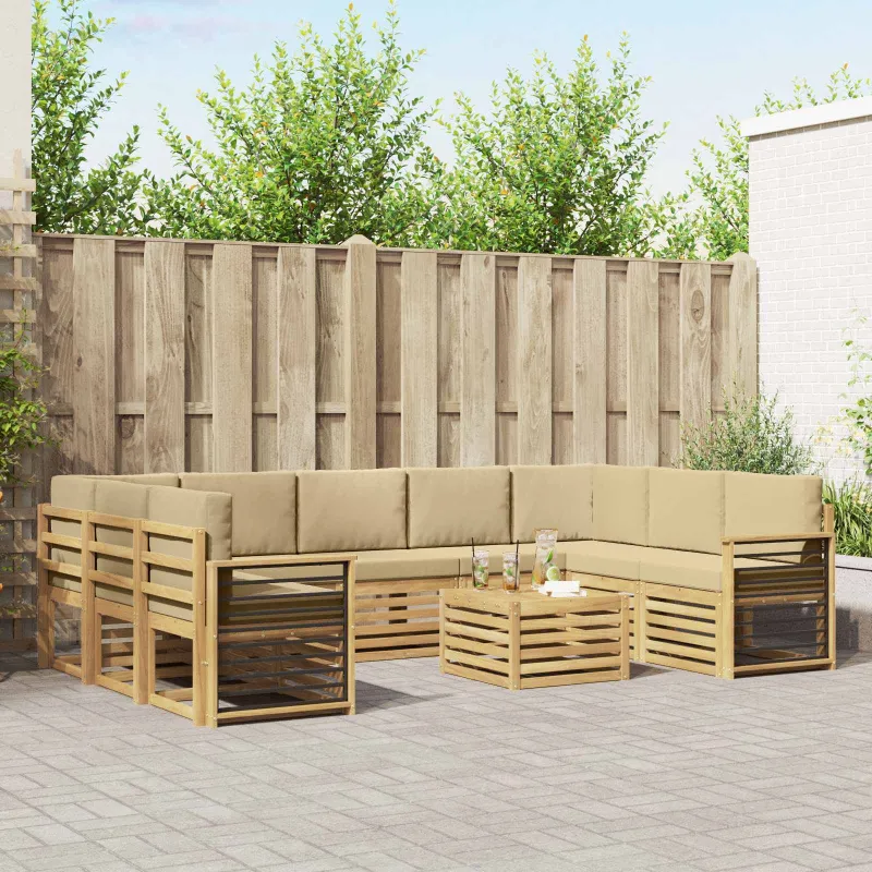 Sofų komplektai 10 pcs Balta ir kreminė 59 x 59 x 37 cm