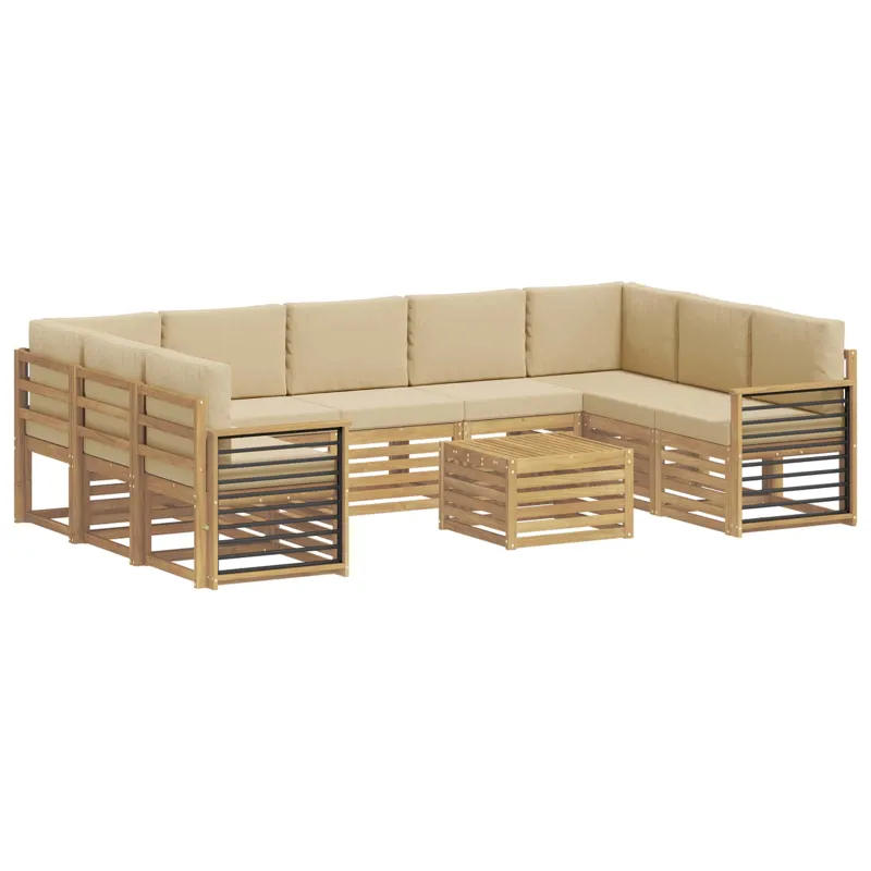 Sofų komplektai 10 pcs Balta ir kreminė 59 x 59 x 37 cm