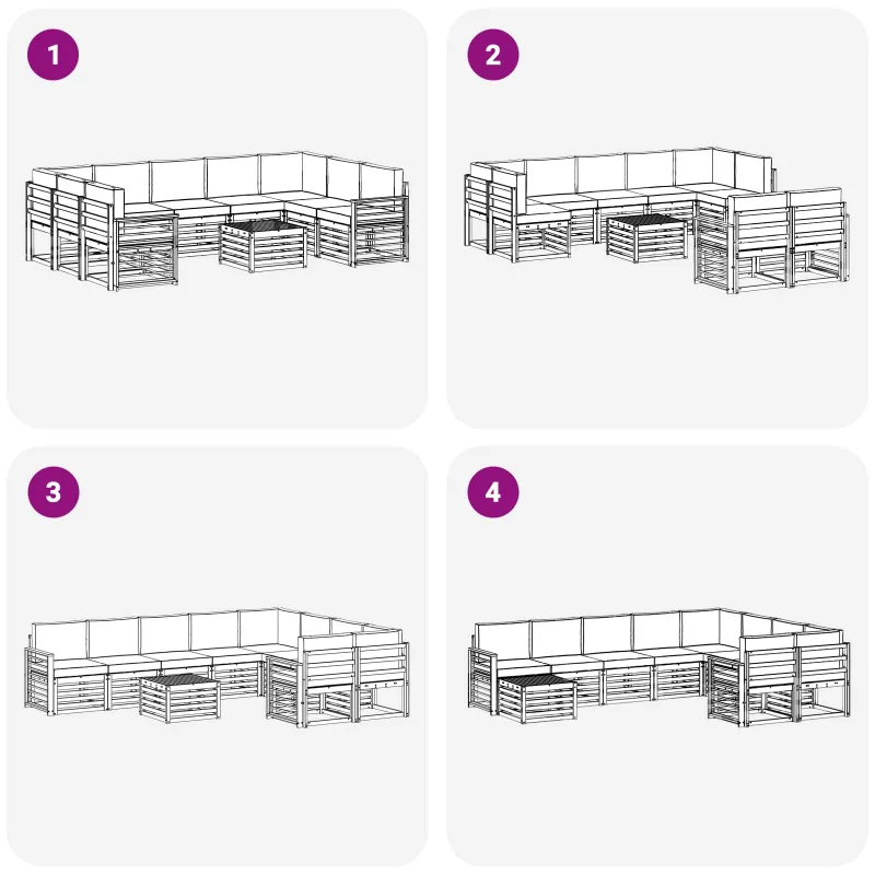 Sofų komplektai 10 pcs Balta ir kreminė 59 x 59 x 37 cm