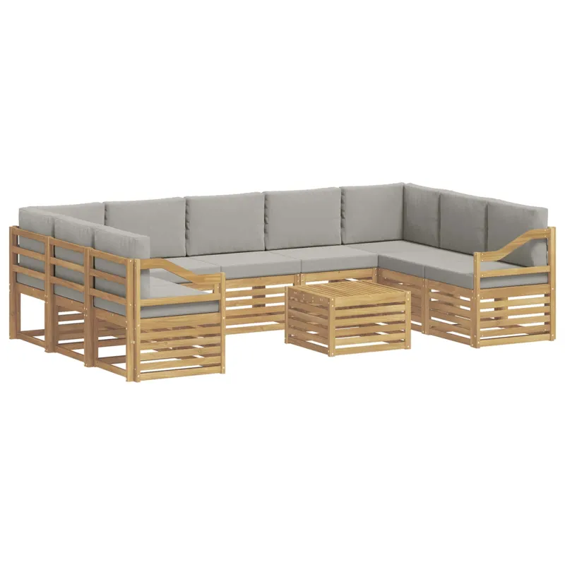 Sofų komplektai 10 pcs Balta ir šviesiai pilka 59 x 59 x 37 cm