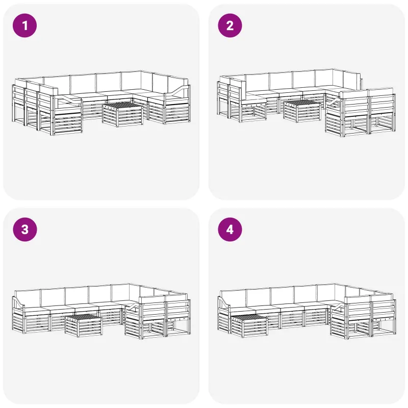 Lauko sofos komplektas 8 pcs Balta ir antracito 59 x 59 x 37 cm