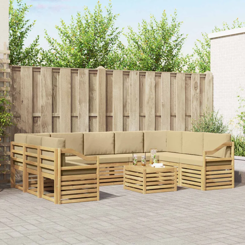 Sofų komplektai 10 pcs Balta ir kreminė 59 x 59 x 37 cm