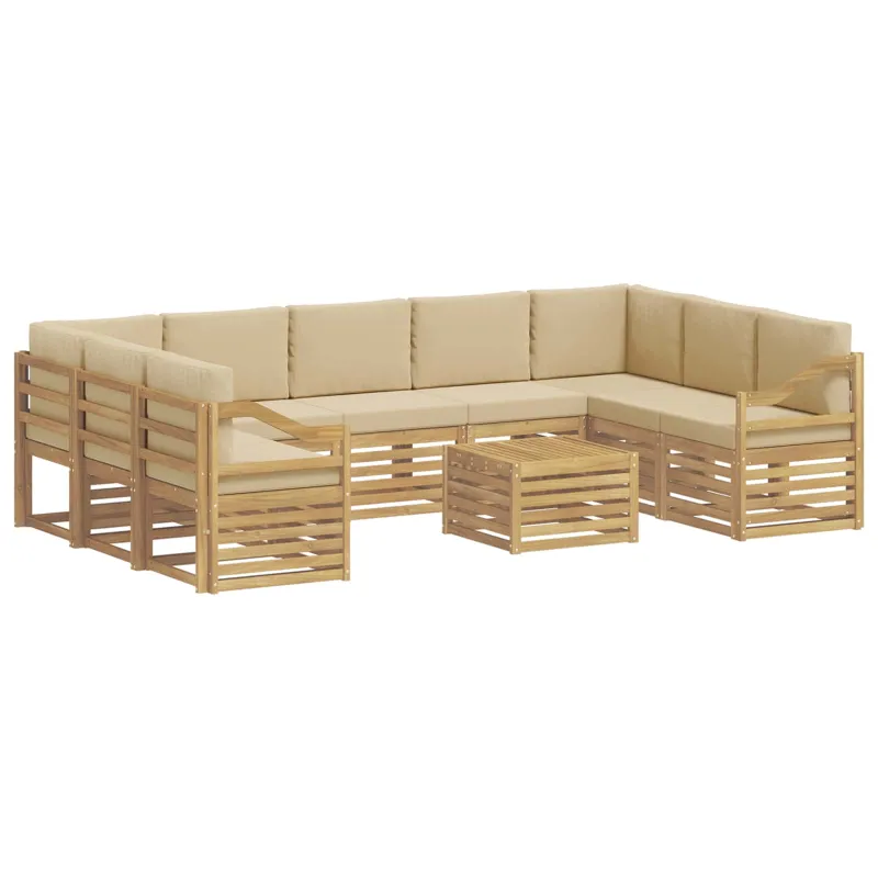 Sofų komplektai 10 pcs Balta ir kreminė 59 x 59 x 37 cm