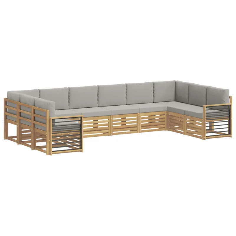 Sekcijos sofų komplektas 10 pcs Balta ir šviesiai pilka