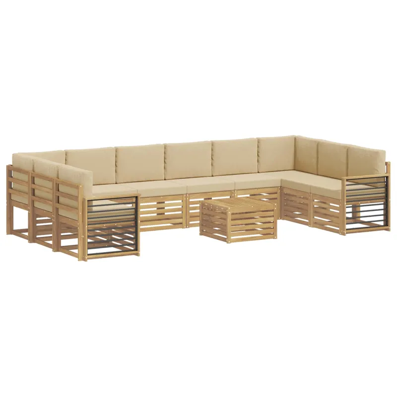 Lauko sofos komplektas 11 pcs Balta ir kreminė 59 x 59 x 37 cm