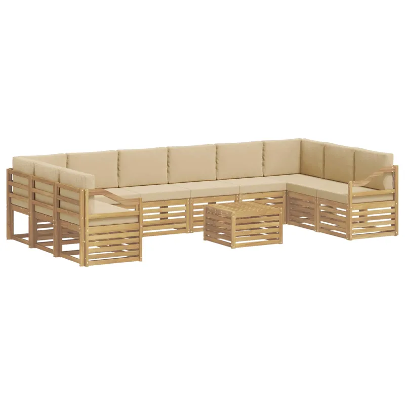 Lauko sofos komplektas 11 pcs Balta ir kreminė 59 x 59 x 37 cm