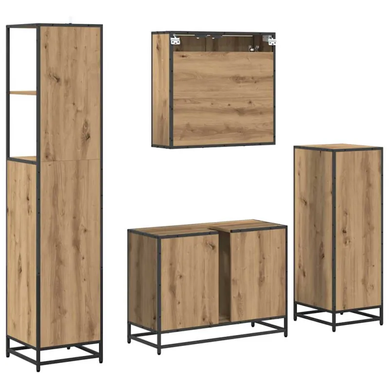Vonios baldų rinkinys 4 pcs artisano ąžuolo Apdirbta mediena