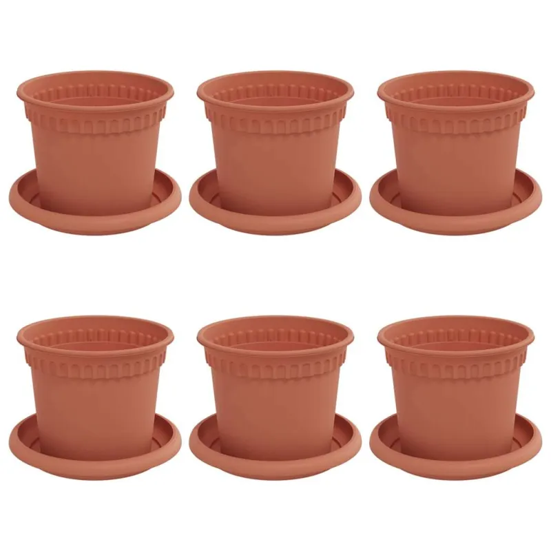 Augalų vazonai 6 pcs Raudona plyta Ø 12,5 x 10 cm Plastmasė