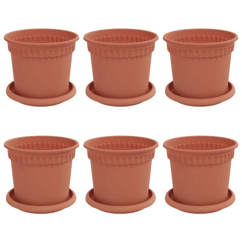 Augalų vazonai 6 pcs Raudona plyta Ø 15 x 12 cm Plastmasė