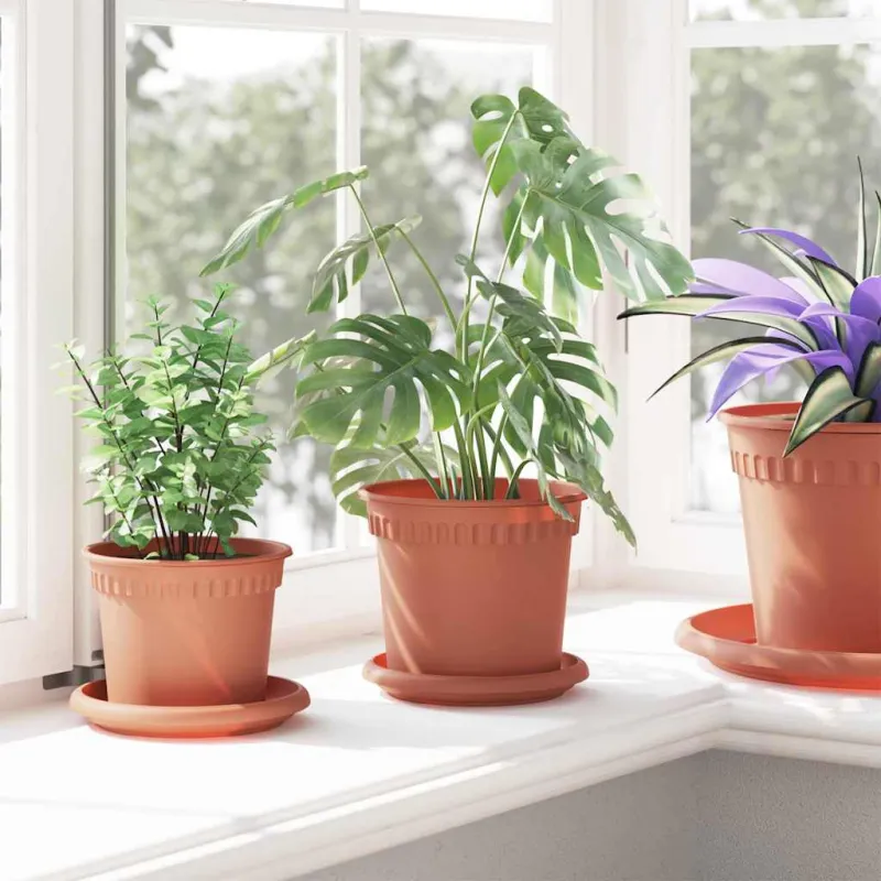 Augalų vazonai 6 pcs Raudona plyta Ø 15 x 12 cm Plastmasė