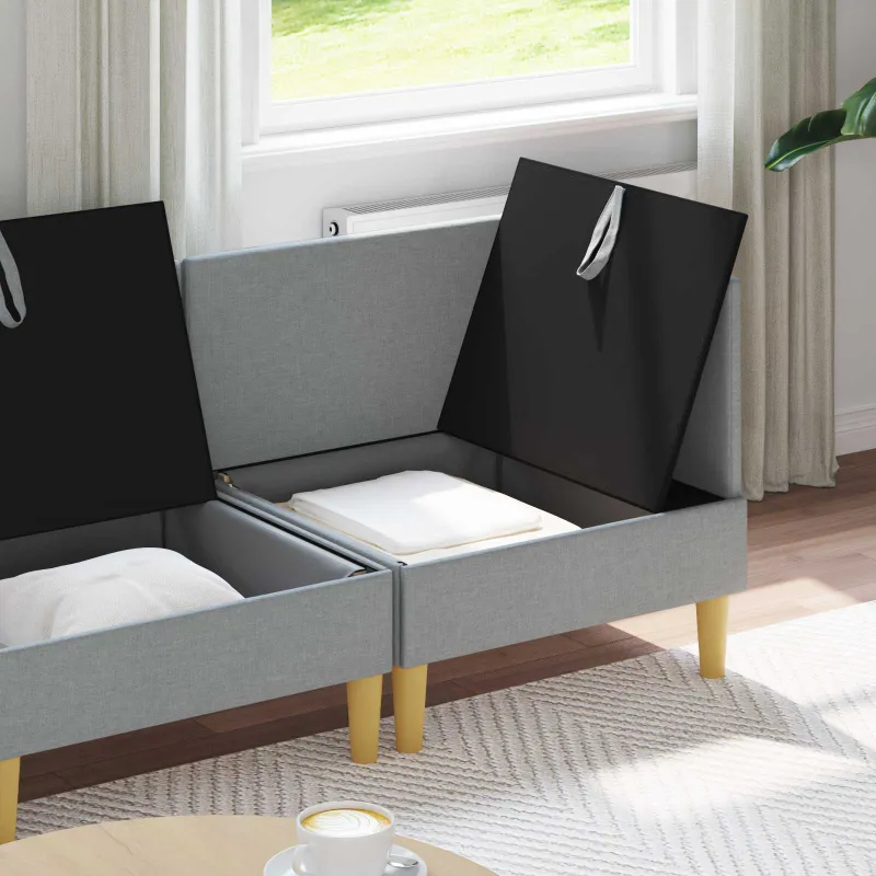 Modulinė sofa su laikymo vieta 3 pcs Šviesiai pilka Audinys