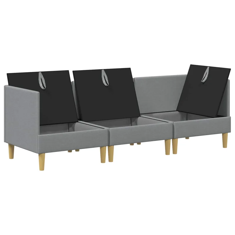 Modulinė sofa su laikymo vieta 3 pcs Šviesiai pilka Audinys