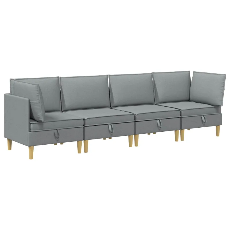 Modulinė sofa su laikymo vieta 4 pcs Šviesiai pilka Audinys
