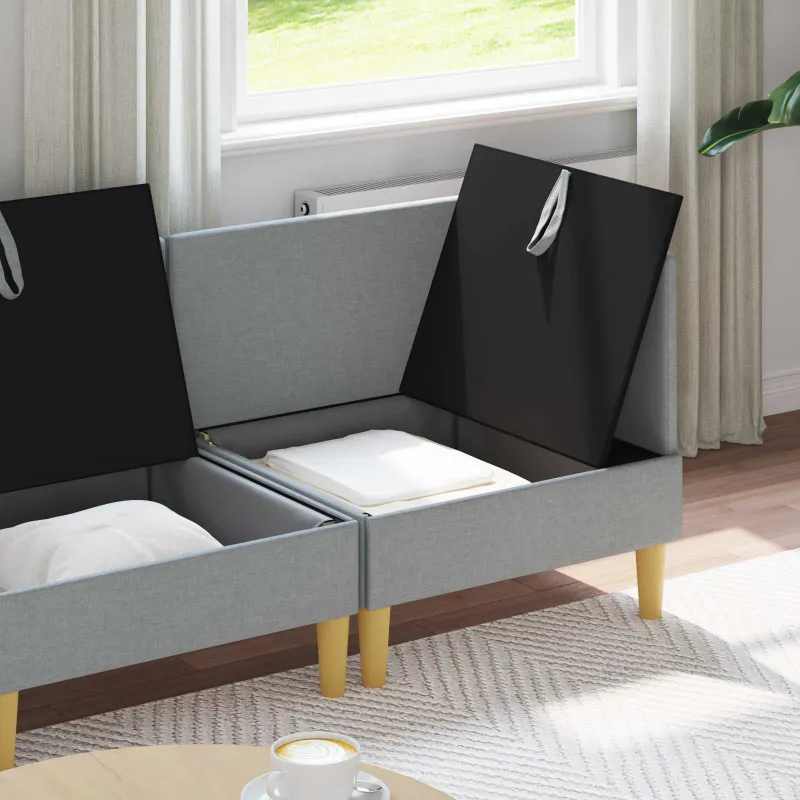 Modulinė sofa su laikymo vieta 4 pcs Šviesiai pilka Audinys