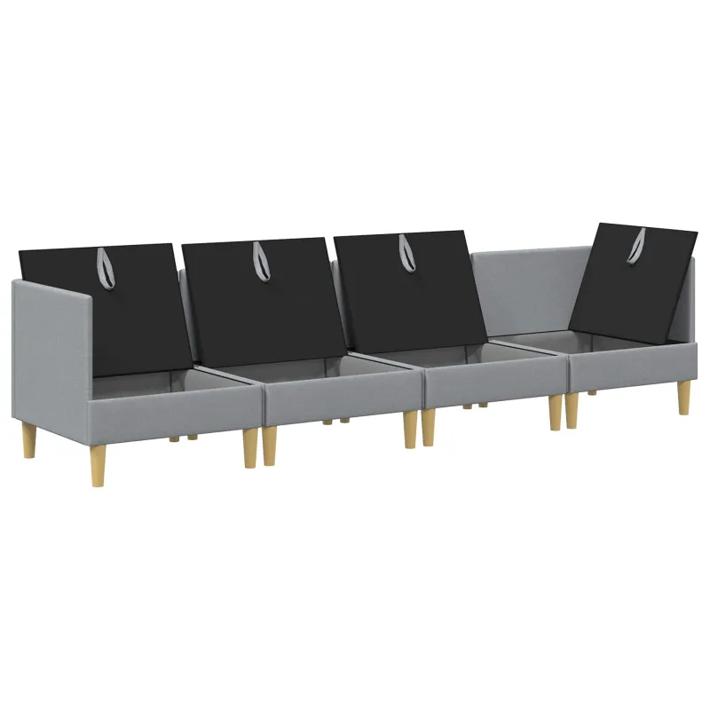 Modulinė sofa su laikymo vieta 4 pcs Šviesiai pilka Audinys