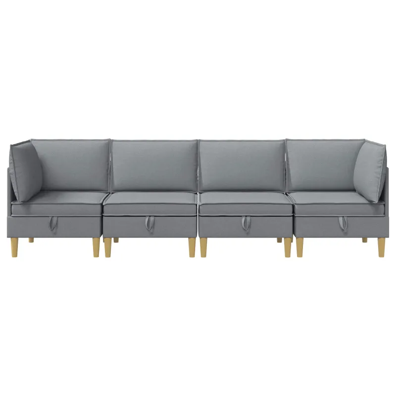 Modulinė sofa su laikymo vieta 4 pcs Šviesiai pilka Audinys