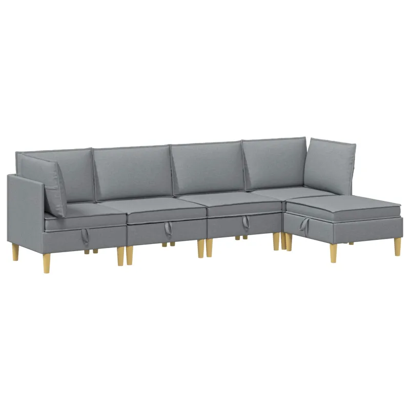 Modulinė sofa su laikymo vieta 5 pcs Šviesiai pilka Audinys