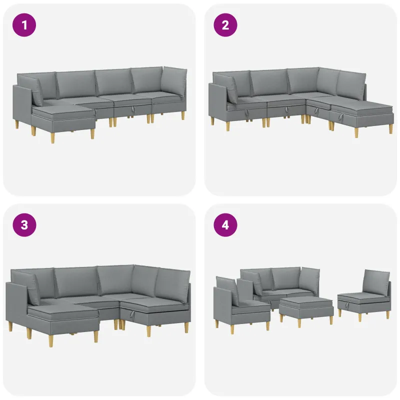 Modulinė sofa su laikymo vieta 5 pcs Šviesiai pilka Audinys