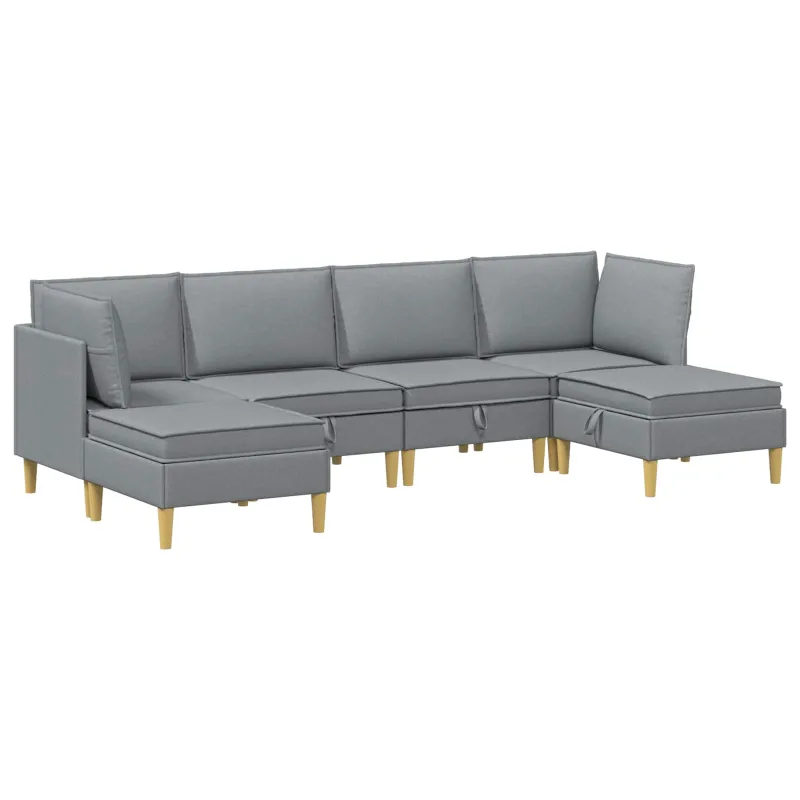 Modulinė sofa su laikymo vieta 6 pcs Šviesiai pilka Audinys