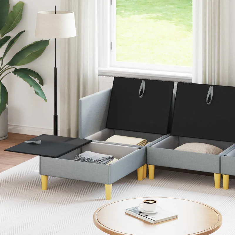 Modulinė sofa su laikymo vieta 6 pcs Šviesiai pilka Audinys