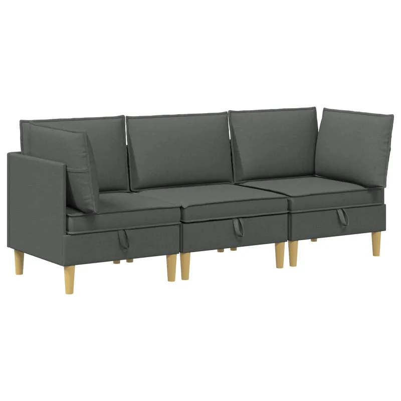 Modulinė sofa su laikymo vieta 3 pcs Tamsiai pilka Audinys