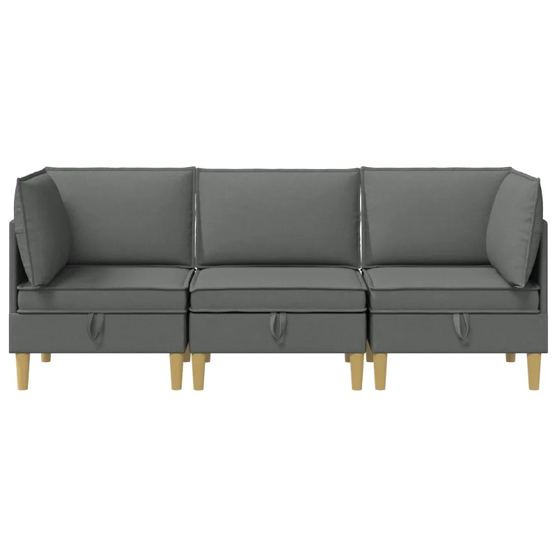 Modulinė sofa su laikymo vieta 3 pcs Tamsiai pilka Audinys