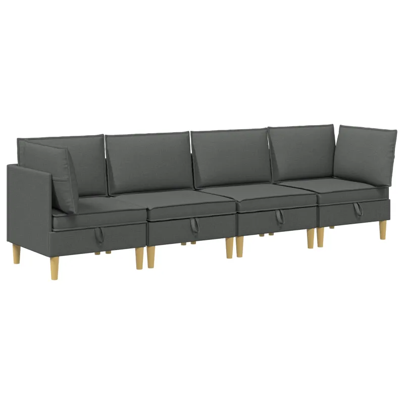 Modulinė sofa su laikymo vieta 4 pcs Tamsiai pilka Audinys