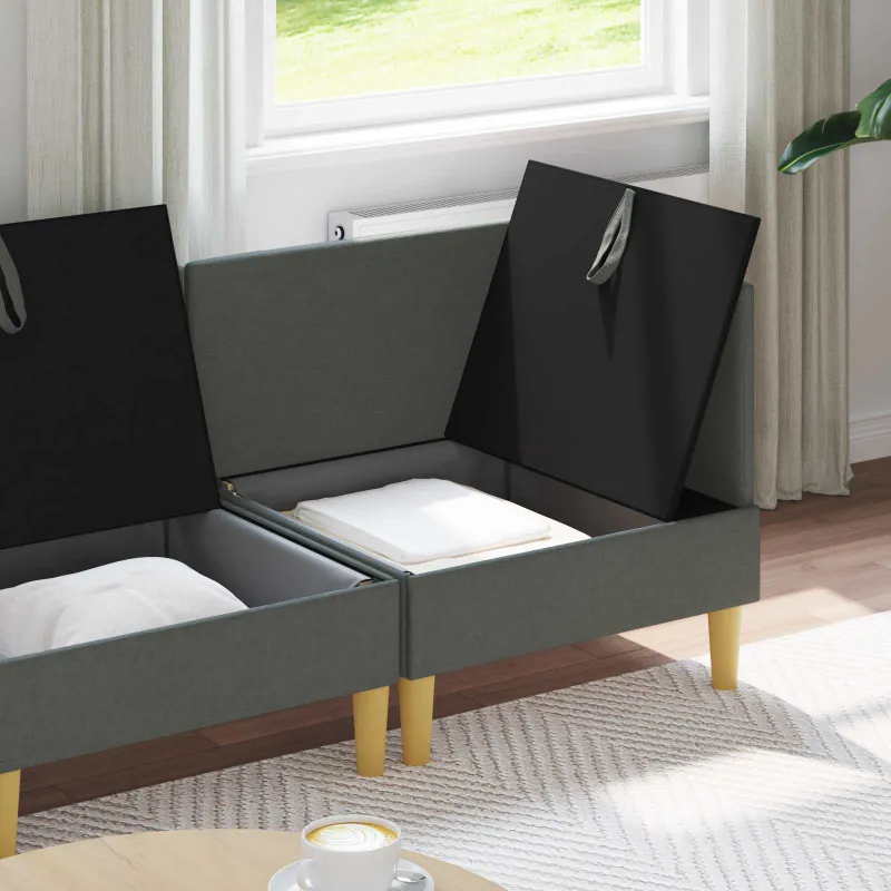 Modulinė sofa su laikymo vieta 4 pcs Tamsiai pilka Audinys