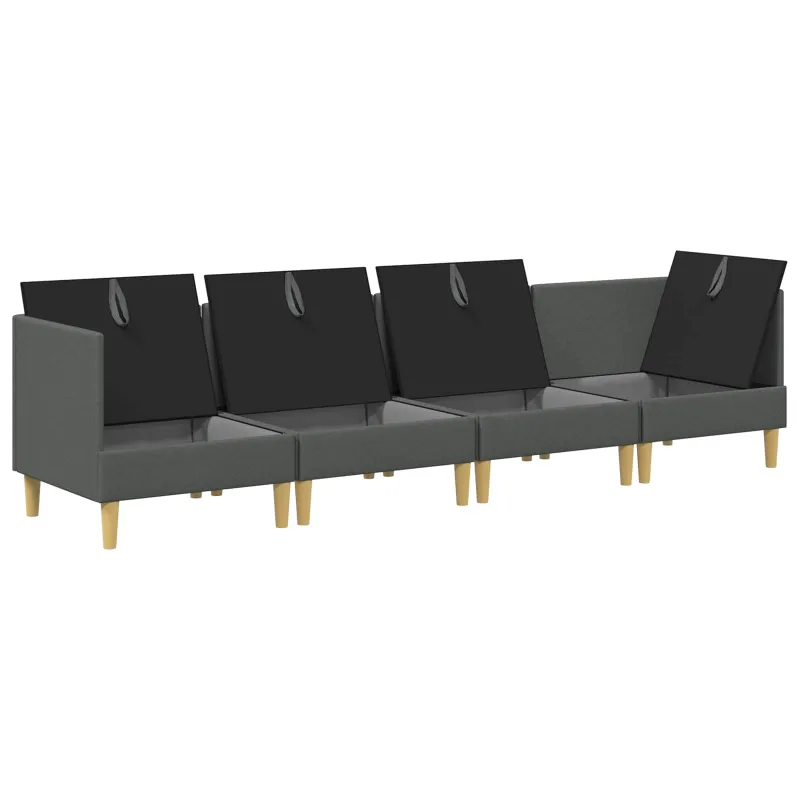 Modulinė sofa su laikymo vieta 4 pcs Tamsiai pilka Audinys