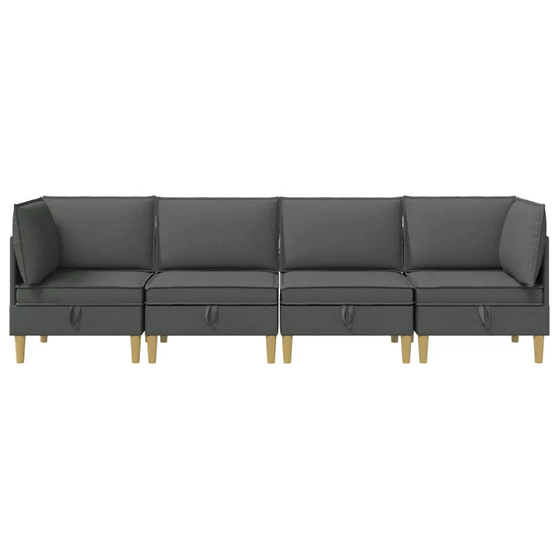 Modulinė sofa su laikymo vieta 4 pcs Tamsiai pilka Audinys