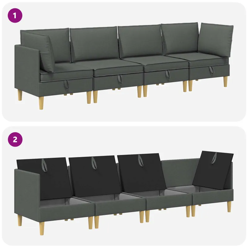 Modulinė sofa su laikymo vieta 4 pcs Tamsiai pilka Audinys