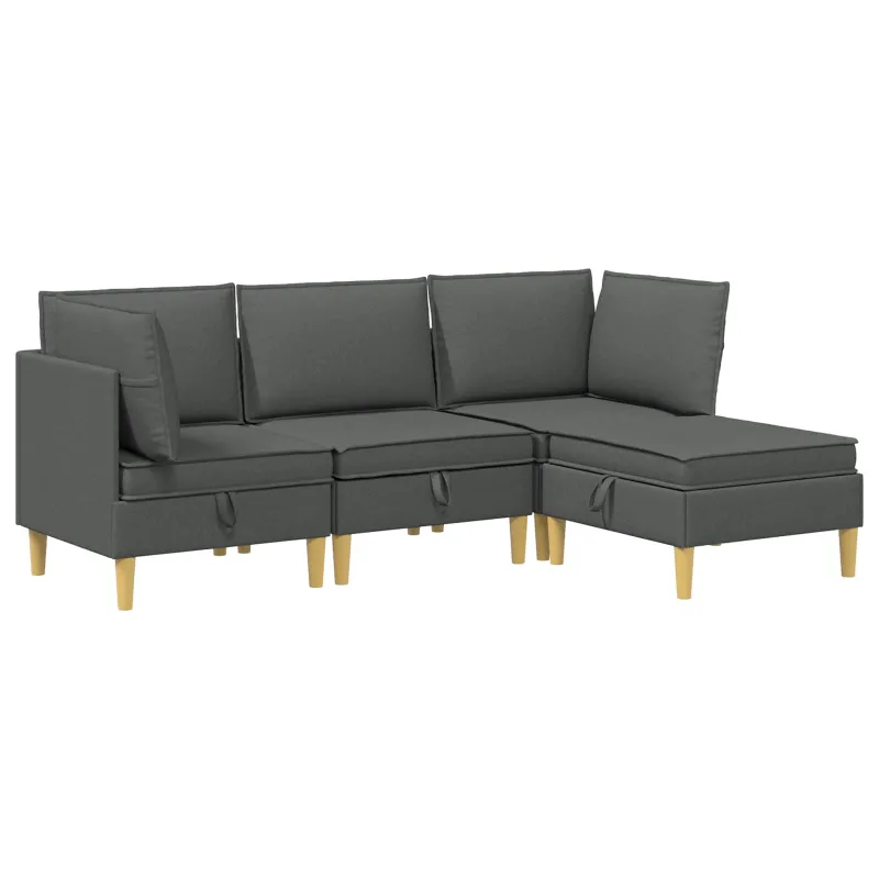 Modulinė sofa su laikymo vieta 4 pcs Tamsiai pilka Audinys