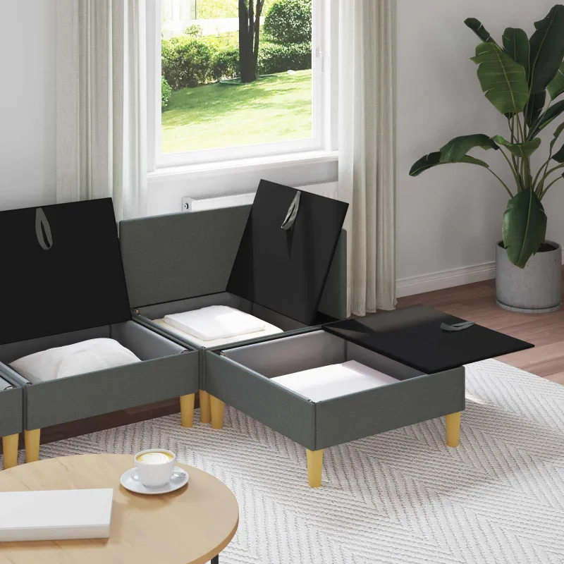 Modulinė sofa su laikymo vieta 4 pcs Tamsiai pilka Audinys